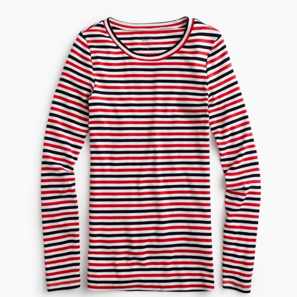 J. Crew Tops - NWT J.Crew slim perfect fit striped tee red blue M